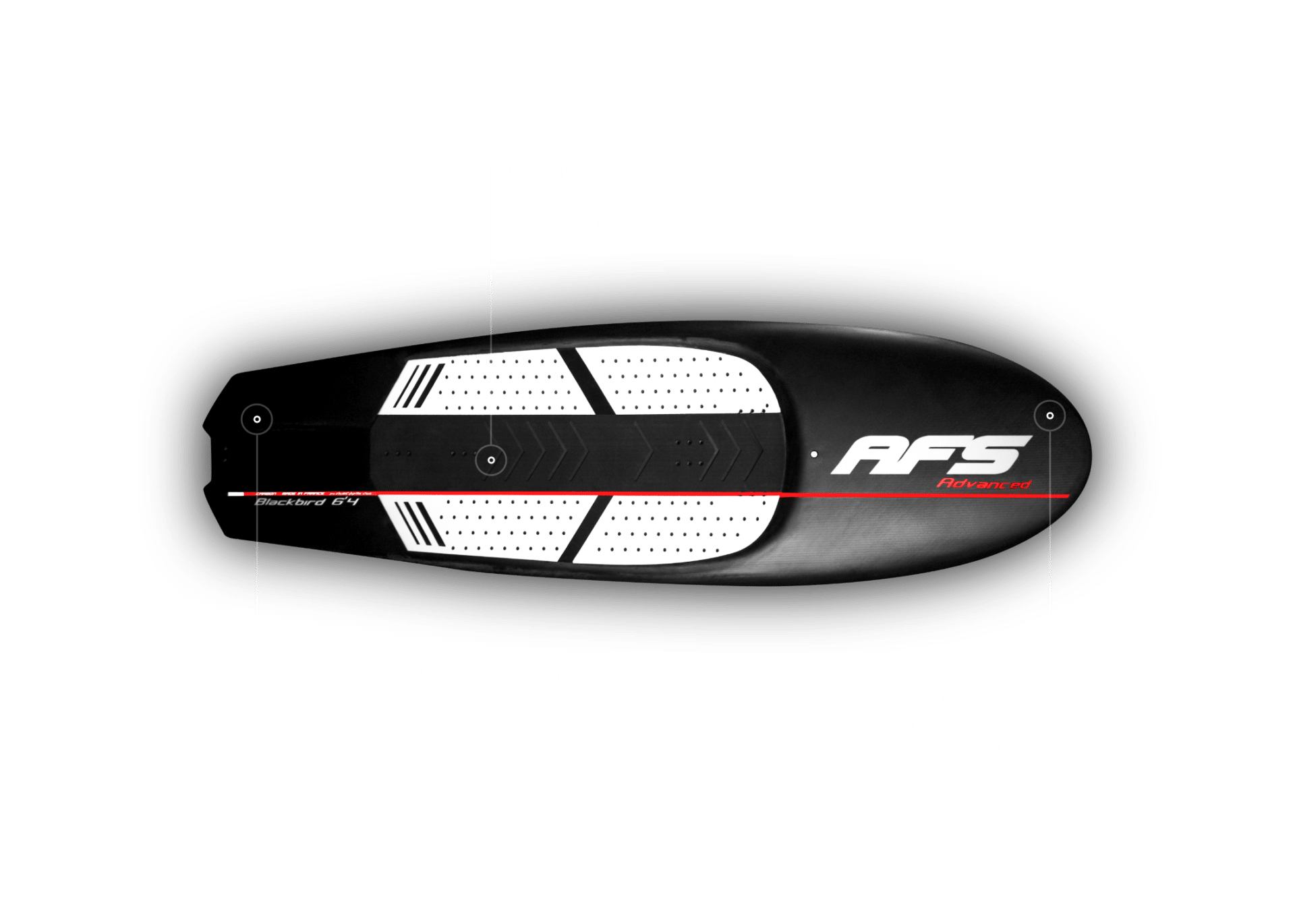 Planche de surf avec inscription "pfs" à l'arrière