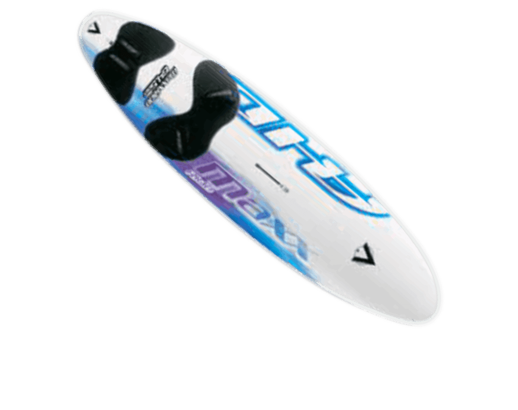 Planche à pagaie blanche et bleue arborant un logo bleu et noir